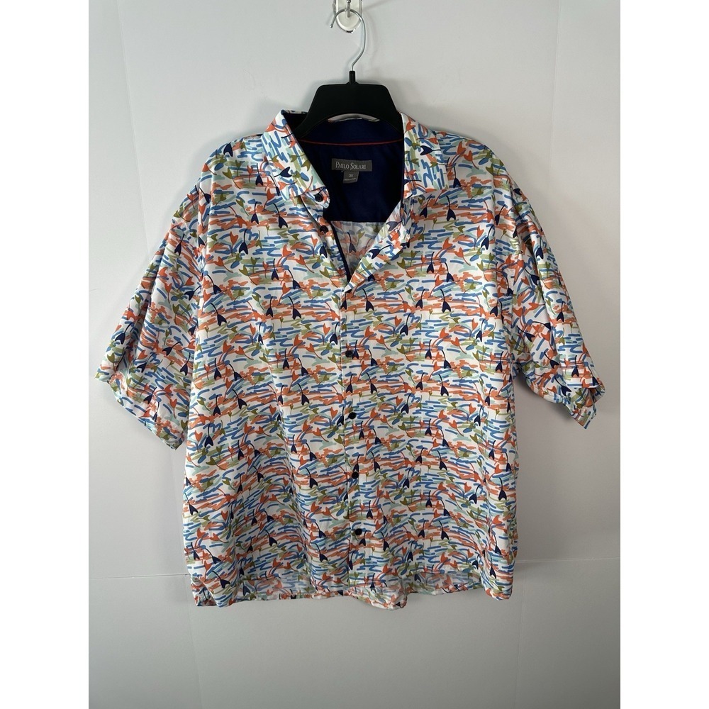 Paulo Solari Button Shirt Men 3X XXXL Multi-color  Pattern Short Sleeve